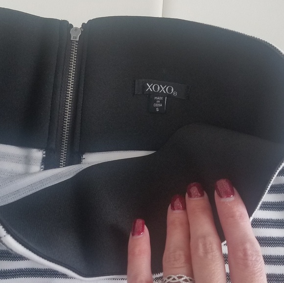 XOXO Black and White Striped Midi Skirt - Picture 5 of 8